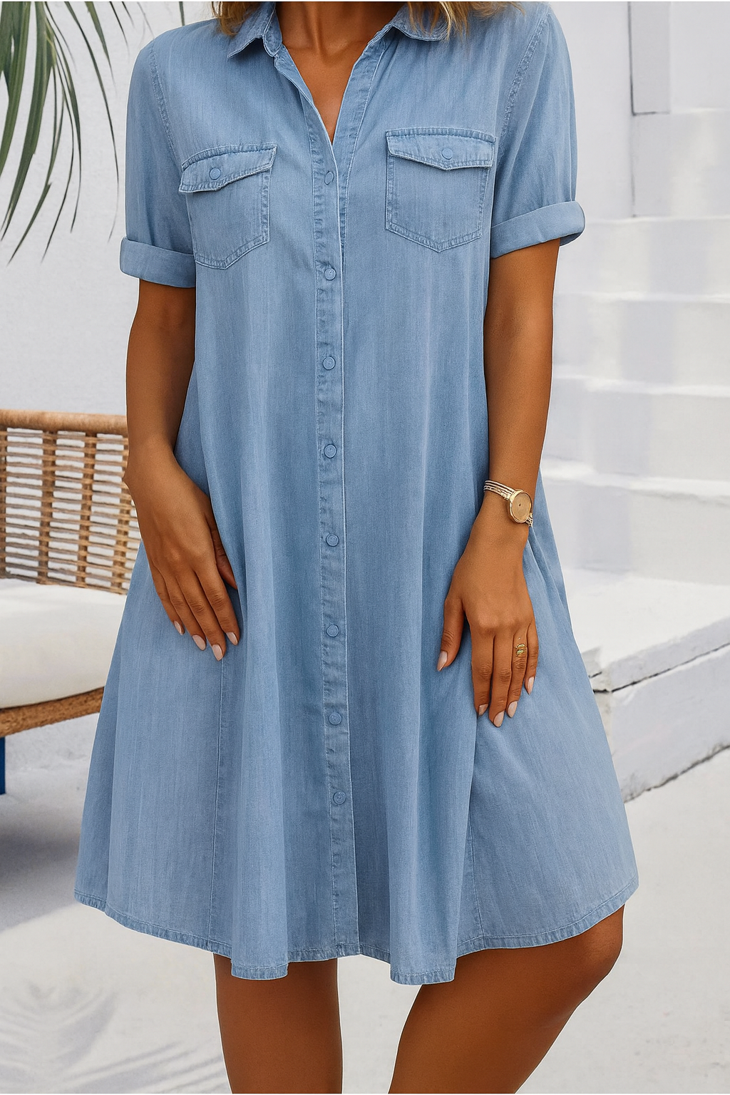 Renee | Lightweight Denim-Look Dress