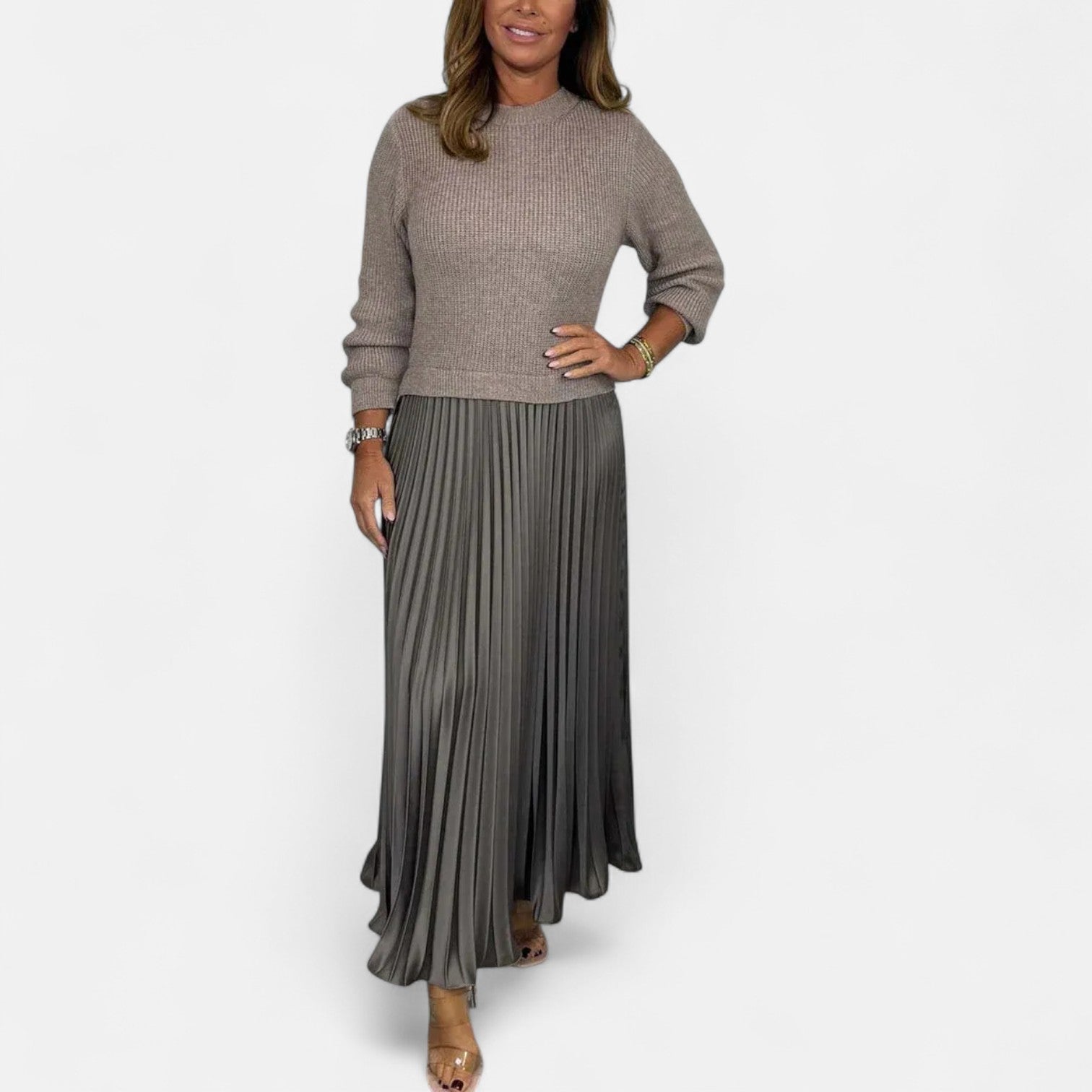 Gail | Maxi Dress with Sweater and Pleated Skirt