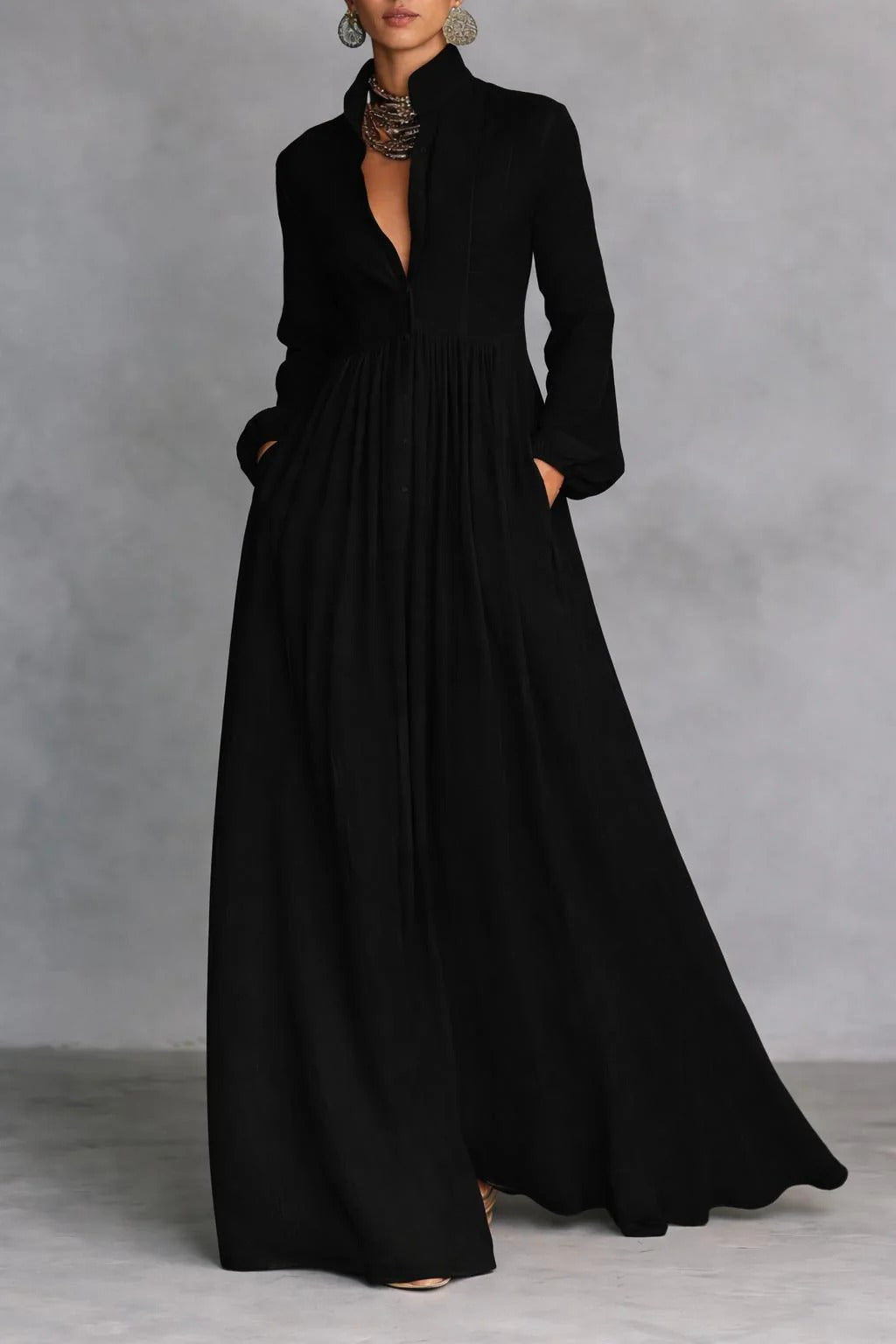 Consuelo | Flowing Button-Front Maxi Dress