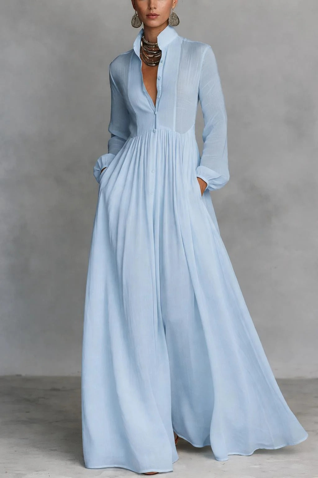 Betty | Flowing Button-Front Maxi Dress