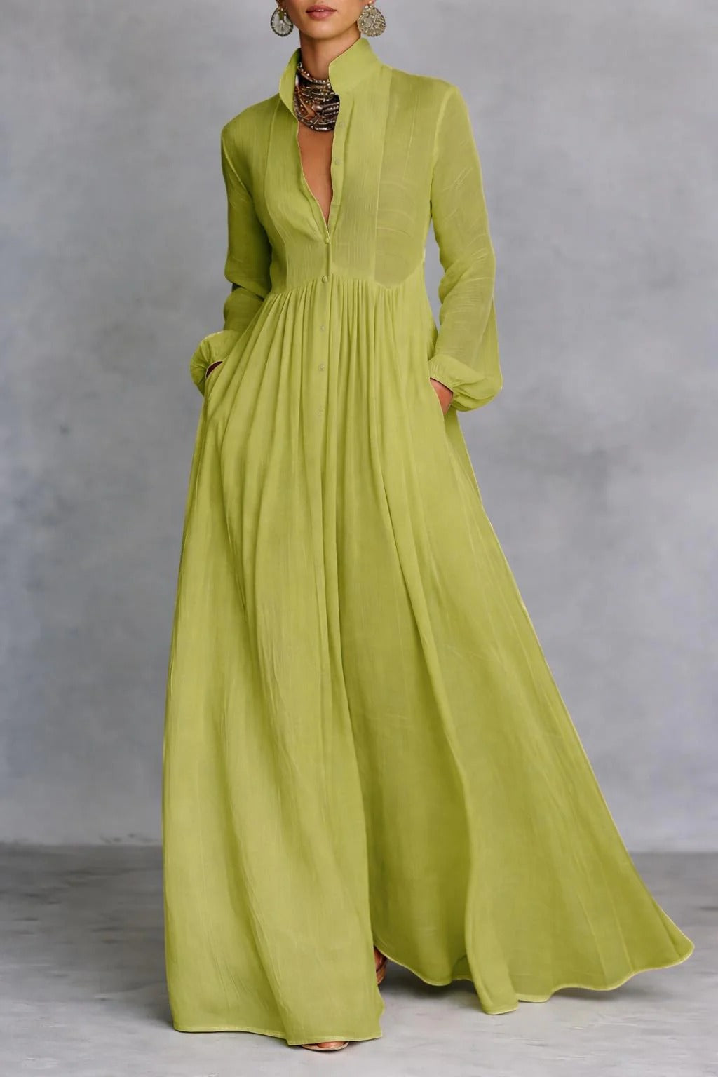 Marilu | Flowing Button-Front Maxi Dress