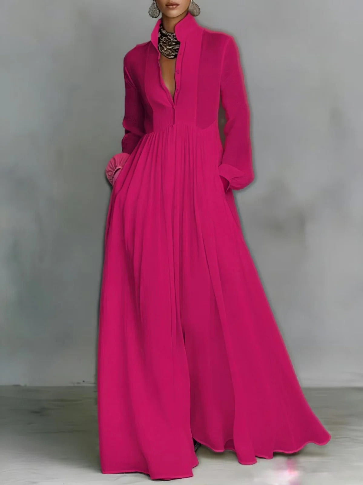 Olga | Flowing Button-Front Maxi Dress