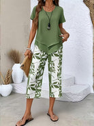 Teri | Casual Leaf Print Two-Piece Set