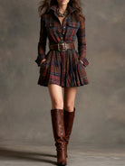 Cinthia | Vintage Red and Brown Checked Mini Dress (includes Belt)
