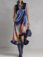 Aura | Satin Printed Midi Dress