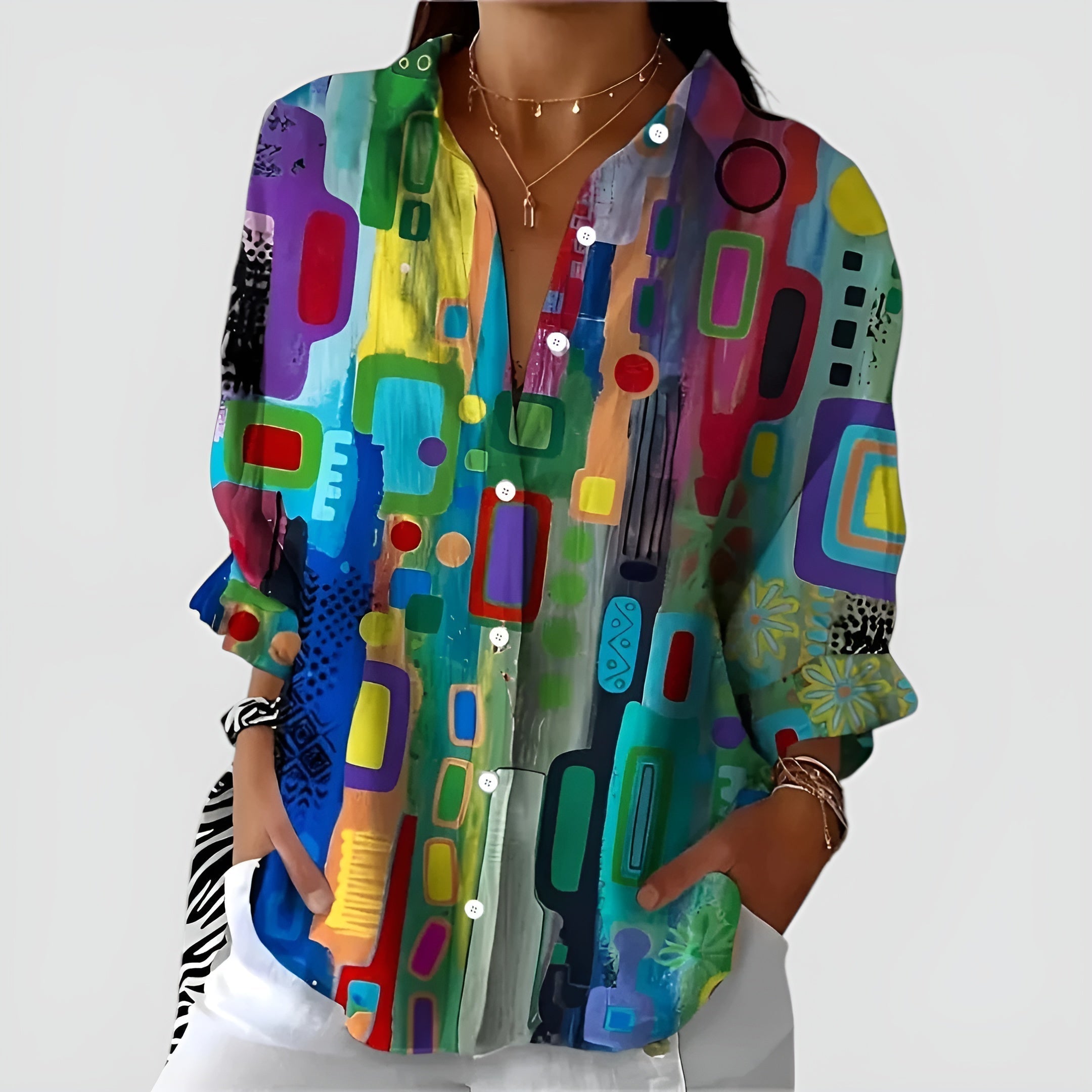 Vilma | Blouse with Geometric Pattern