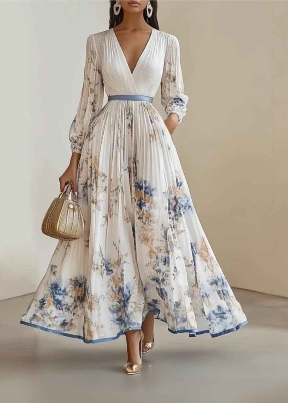 Tania | Timeless Floral Pleated Maxi Dress