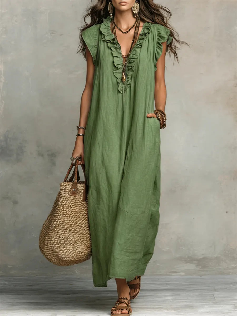 Yazmin | Boho Ruffle Maxi Dress