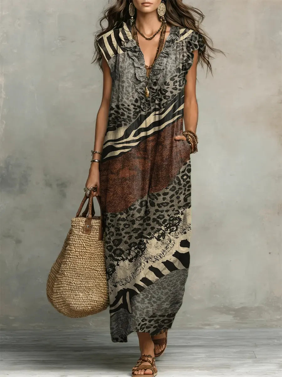Vicki | Mixed Print Maxi Dress