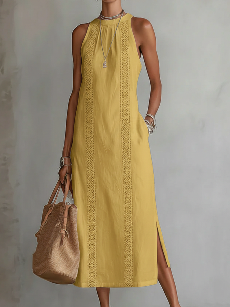 Charmaine | Sleeveless Lace Detail Midi Dress