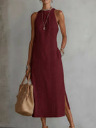 Tracie | Sleeveless Lace Detail Midi Dress