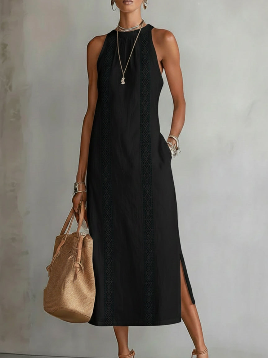 Lorena | Sleeveless Lace Detail Midi Dress