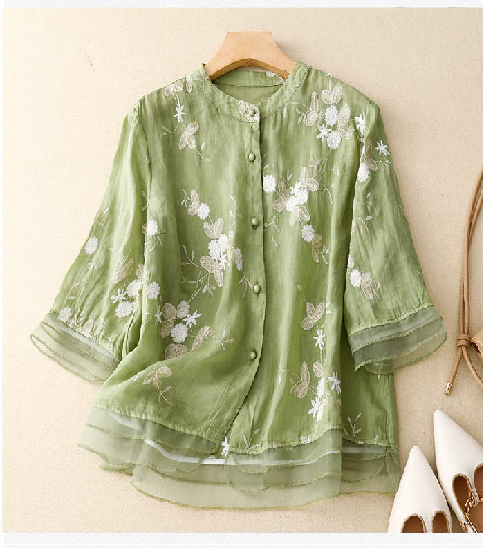 Pretty | Chic Blouse with Floral Accents
