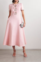 Maira | Bow with Crystal Embellished Midi Dress